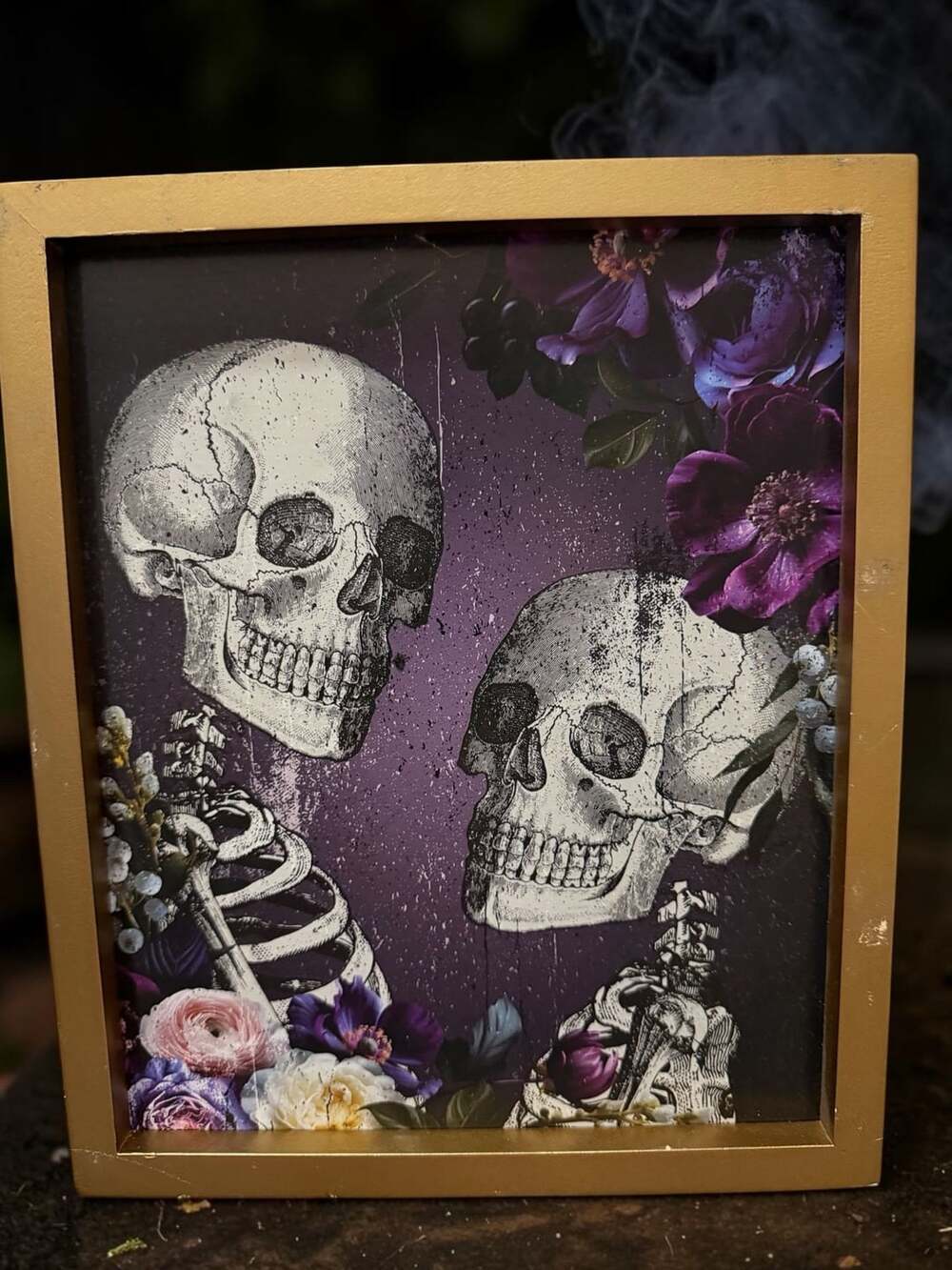 By Kathy Skull and Floral Art Print Gold Frame Wall Decor